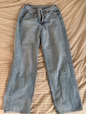 Light Blue Jeans Straight Leg Jean - High Waisted